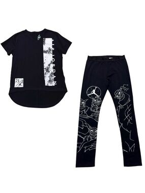Girls Size XL/XXL Jordan Jumpman Graphic T-Shirt & Space Jam Leggings Black